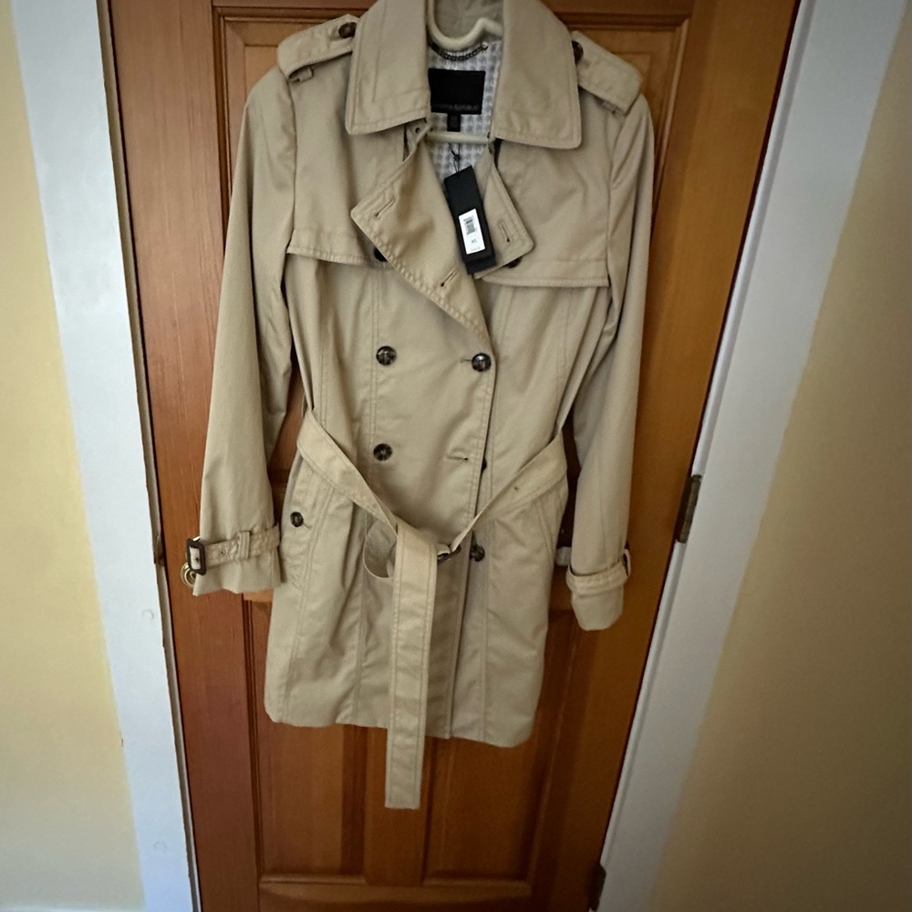 NWT BANANA REPUBLIC Beige Preppy Belted Water Resistant Trench Coat (Sz XS)